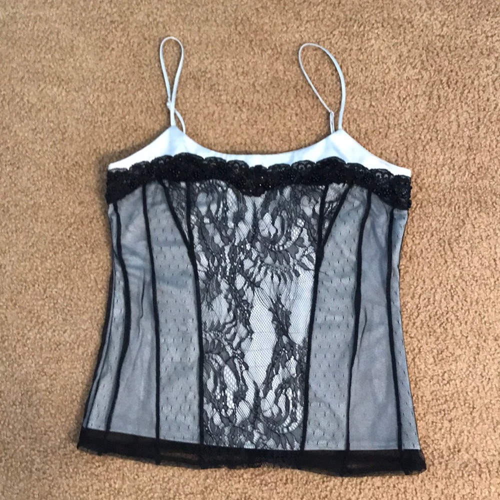 NEVER WORN Silver/Black Lace Camisole